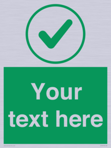 Custom green background, green tick in circle sign